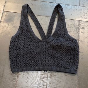 Staring At Stars Knit Crochet Button Crop Top